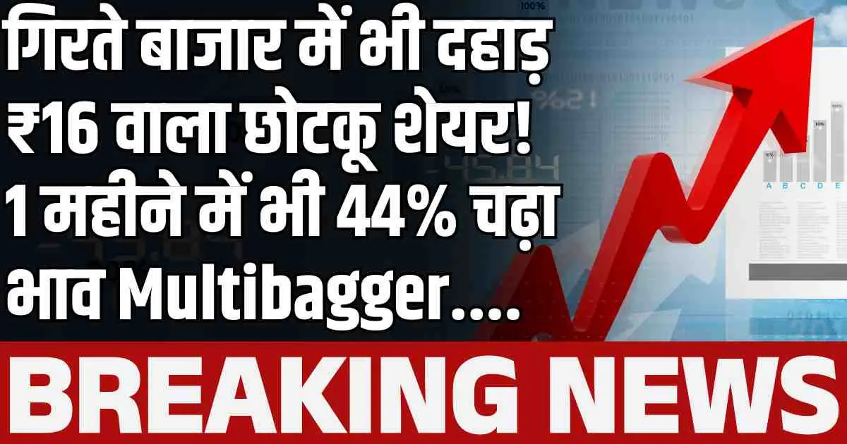 गिरते बाजार में भी दहाड़ ₹16 वाला छोटकू शेयर! 1 महीने में भी 44% चढ़ा भाव Multibagger....